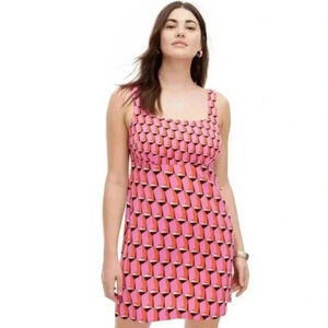 DVF Diane Von Furstenberg Pink Modern Geo Print Mini Dress Size 6 NWOT